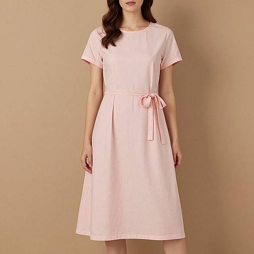 Woman in Pink Stylish Cotton Dress