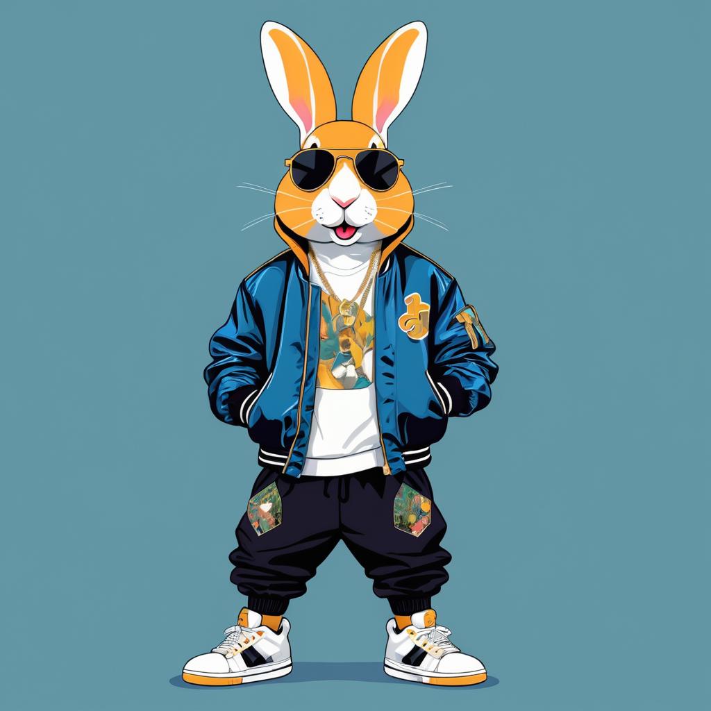 Rapper Rabbit in Stylish Streetwear