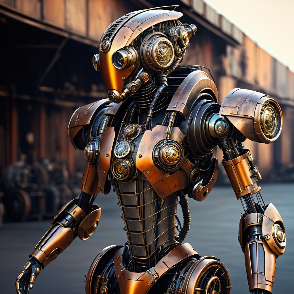 Steampunk Humanoid Robot Portrait in Detail