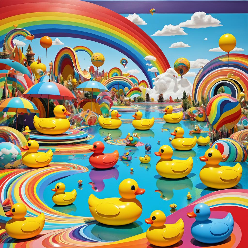 Absurd Dadaist Landscape with Rubber Ducks