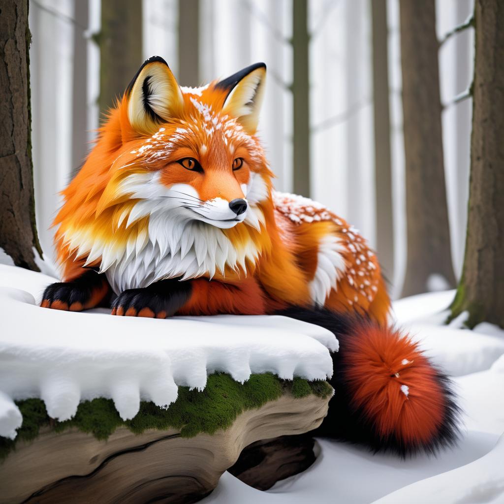 Serene Red Fox in Snowy Forest