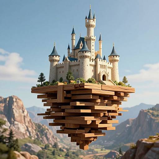 Surreal 3D Floating Castle