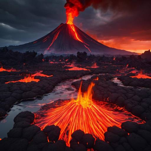 Stunning Volcano Landscape at Night