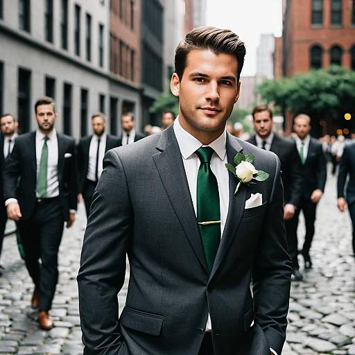 Handsome Groom and Groomsmen in Urban Setting