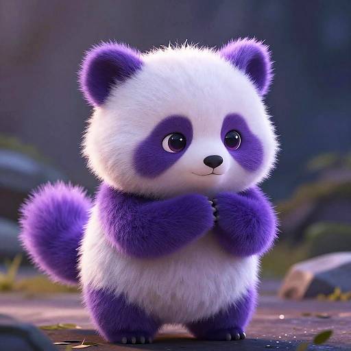 Radiant Purple Anime Panda Cub