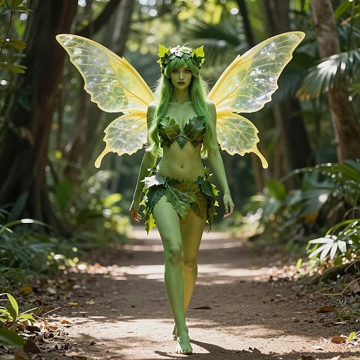 Enchanting Green Goddess in Fantasy Forest