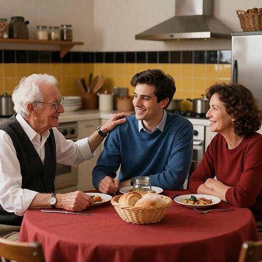 Warm Family Dinner at a Round Table