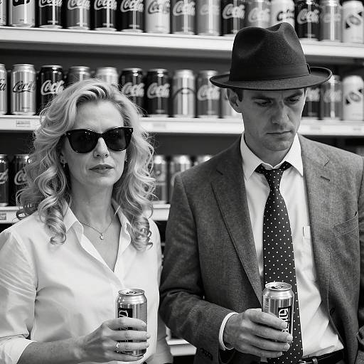 Serious Couple Amidst Soda Shelf