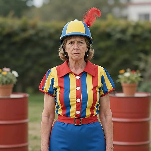 Vibrant Circus Costume in Nature