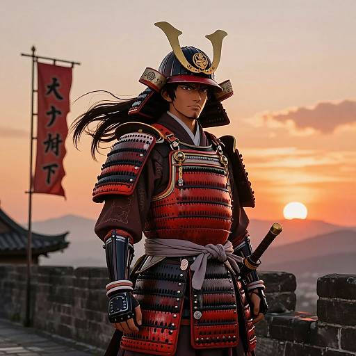 Anime Samurai Armor at Sunset