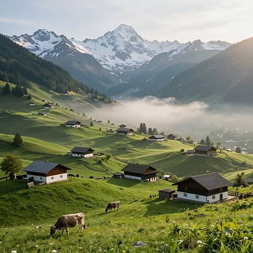Serene Alpine Valley at Dawn