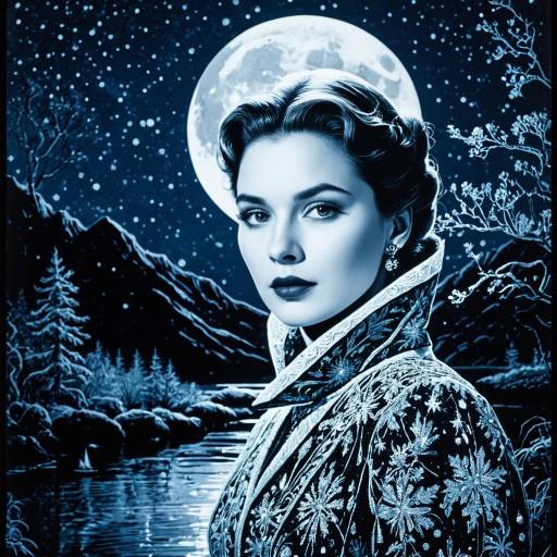 Ghostly Lady Under Full Moon