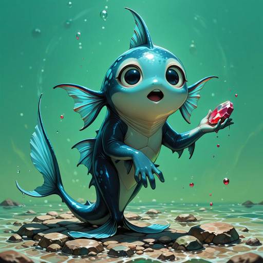 Whimsical Aquatic Creature with Painted Stone Whimsical Aquatic Creature with Painted Stone