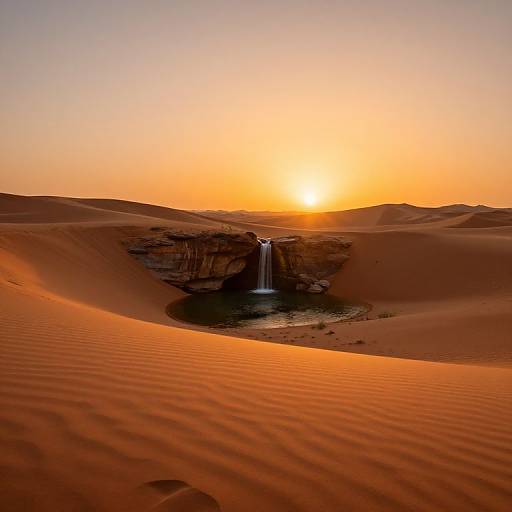 Serene Desert Oasis at Sunset