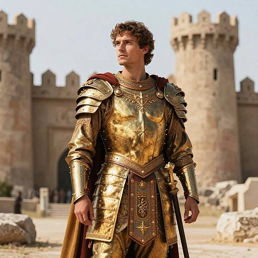 Heroic Warrior in Golden Armor