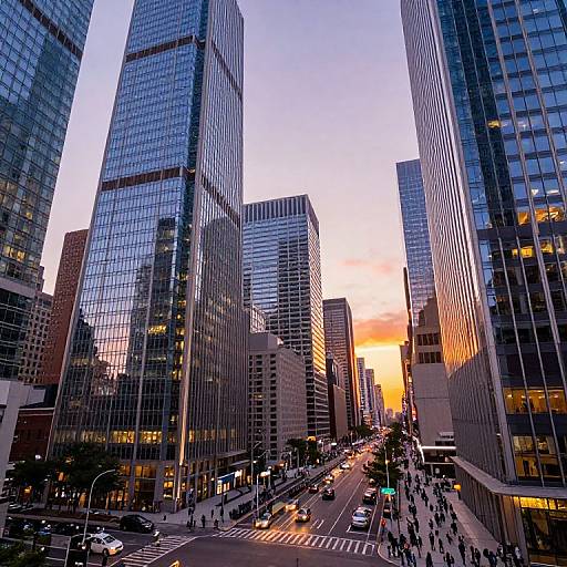 Sunset Urban Cityscape Wide-Angle