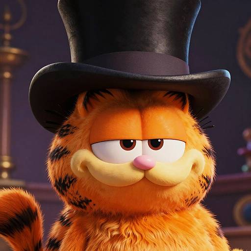 Playful Garfield with Top Hat