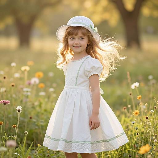 Whimsical Blonde Girl in Sunny Meadow