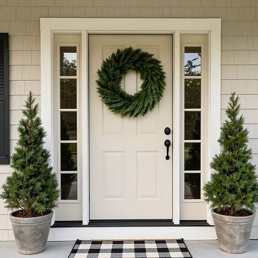 Classic Front Door with Green Wreath