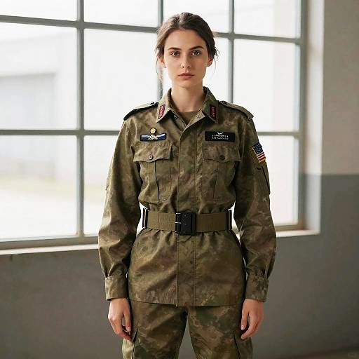 Woman in Paleontologist Army Uniform