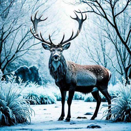 Glacial Stag in a Frozen Garden Glacial Stag in a Frozen Garden