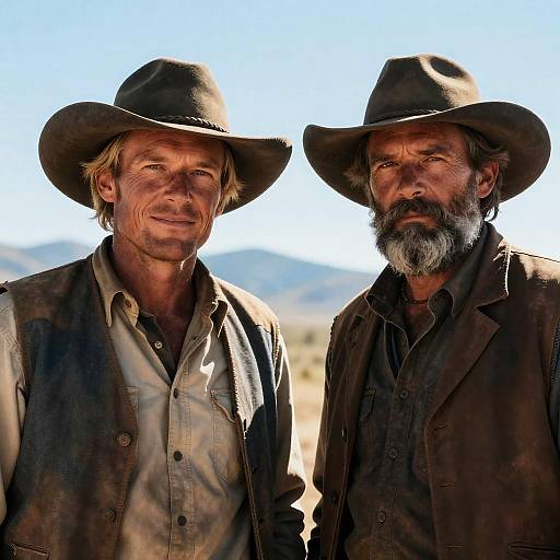 Rugged Men in Western Attire Outdoors