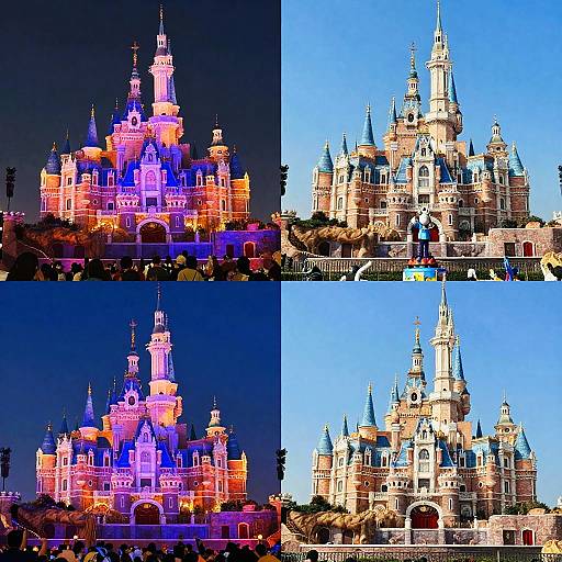 Vibrant Fantasy Amusement Park Collage