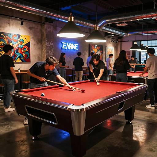Vibrant Red Velvet Pool in Loft