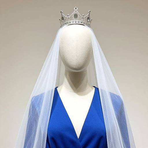 Mannequin in Blue Outfit with Crown