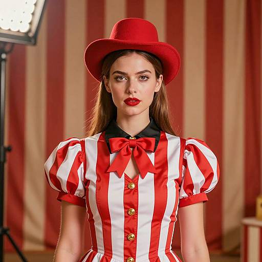 Woman in Red Circus Ringleader Costume