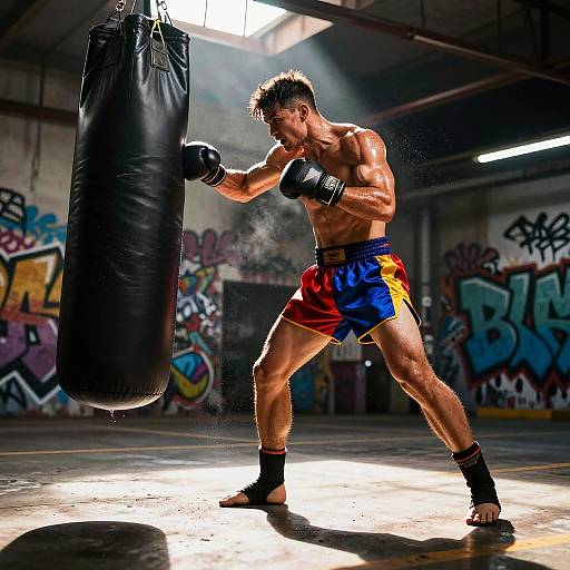 Determined Street Fighter Training Intensity