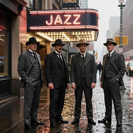 1920s New York Gangsters Outside Jazz Club