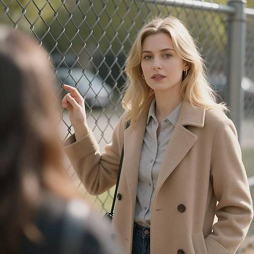 Blonde Woman Behind Chain-Link Fence