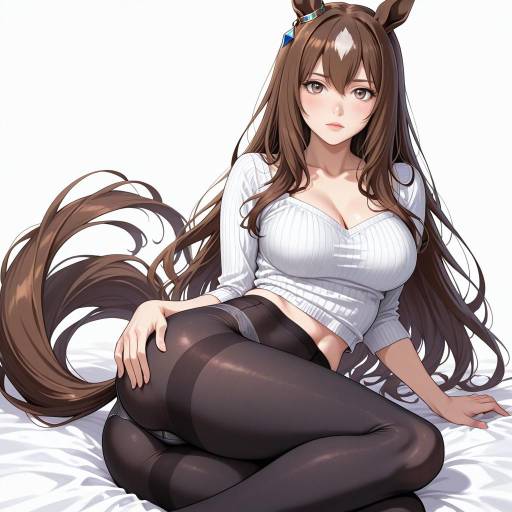 Charming Horse Girl with Purple Eyes