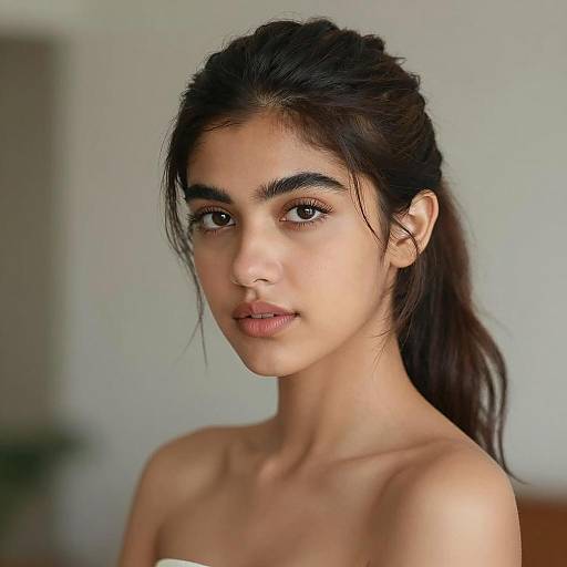 Portrait of Young Woman with Natural Makeup