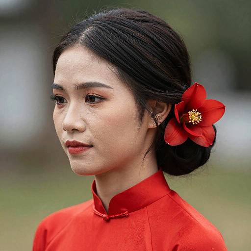 Vietnamese Wedding Woman in Red Dress