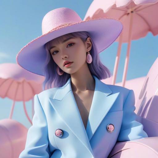 Kawaii Fashion Model in Pastel Luxury
