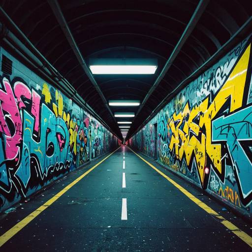 Urban Graffiti Tunnel with Neon Accents Urban Graffiti Tunnel with Neon Accents