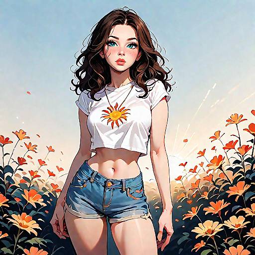 Sun-Kissed Woman in Casual Varsity Style