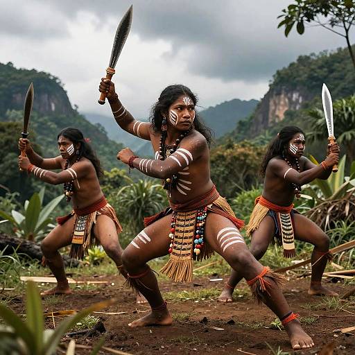 Native Warriors in Dynamic Action