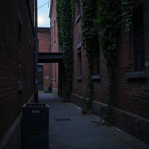 Eerie Moonlit Alleyway with Vines
