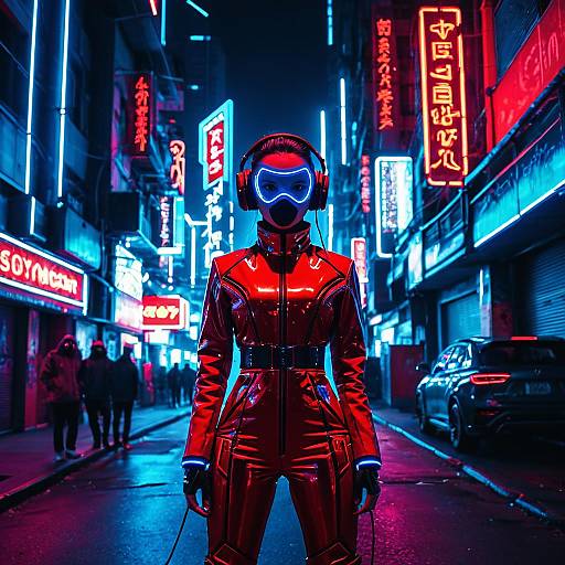Futuristic Woman in Cyberpunk Urban Night