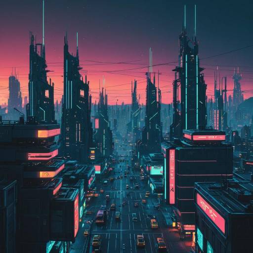 Futuristic Cyberpunk Cityscape at Twilight Futuristic Cyberpunk Cityscape at Twilight