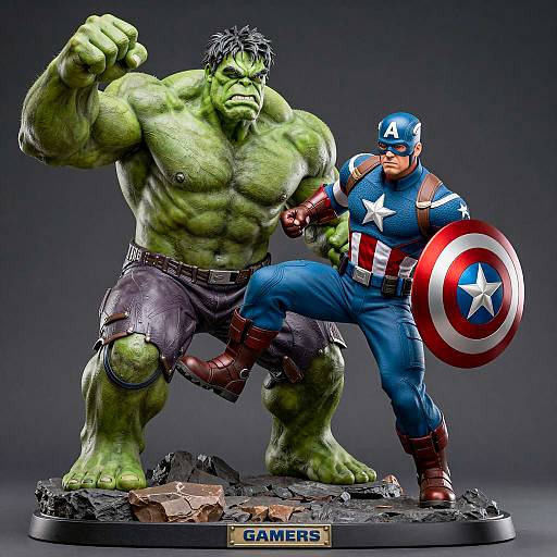 Dynamic Statue of Hulk and Captain America