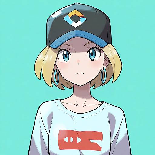 Stylish Girl in Sugimori Art Style