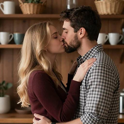 Romantic Embrace in Cozy Setting