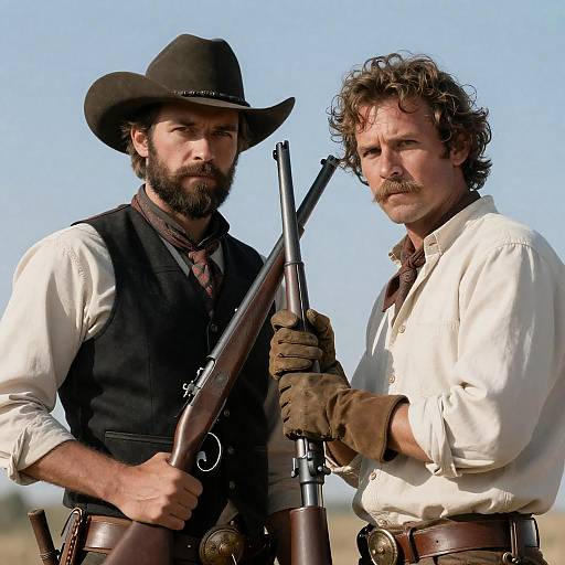 Dramatic Duo in Western Frontier Scene