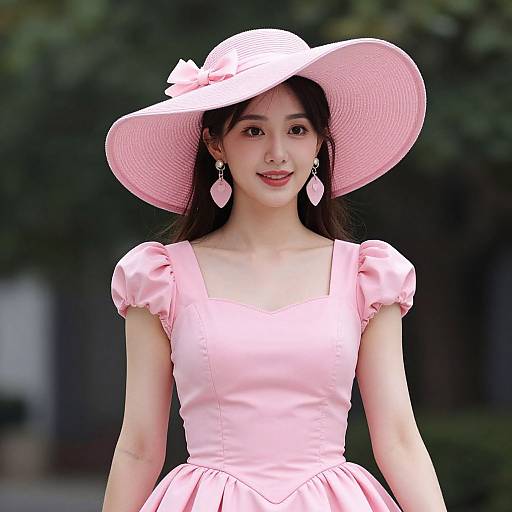 Elegant Woman in Pink Costume