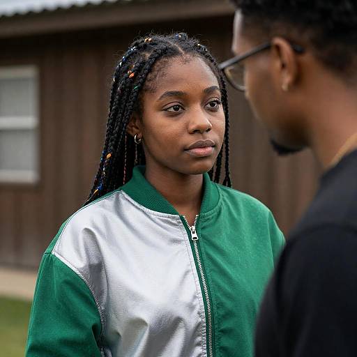 Colorful Braids Couple Outdoor Portrait