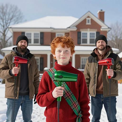 Winter Hair Dryers: A Colorful Family Scene